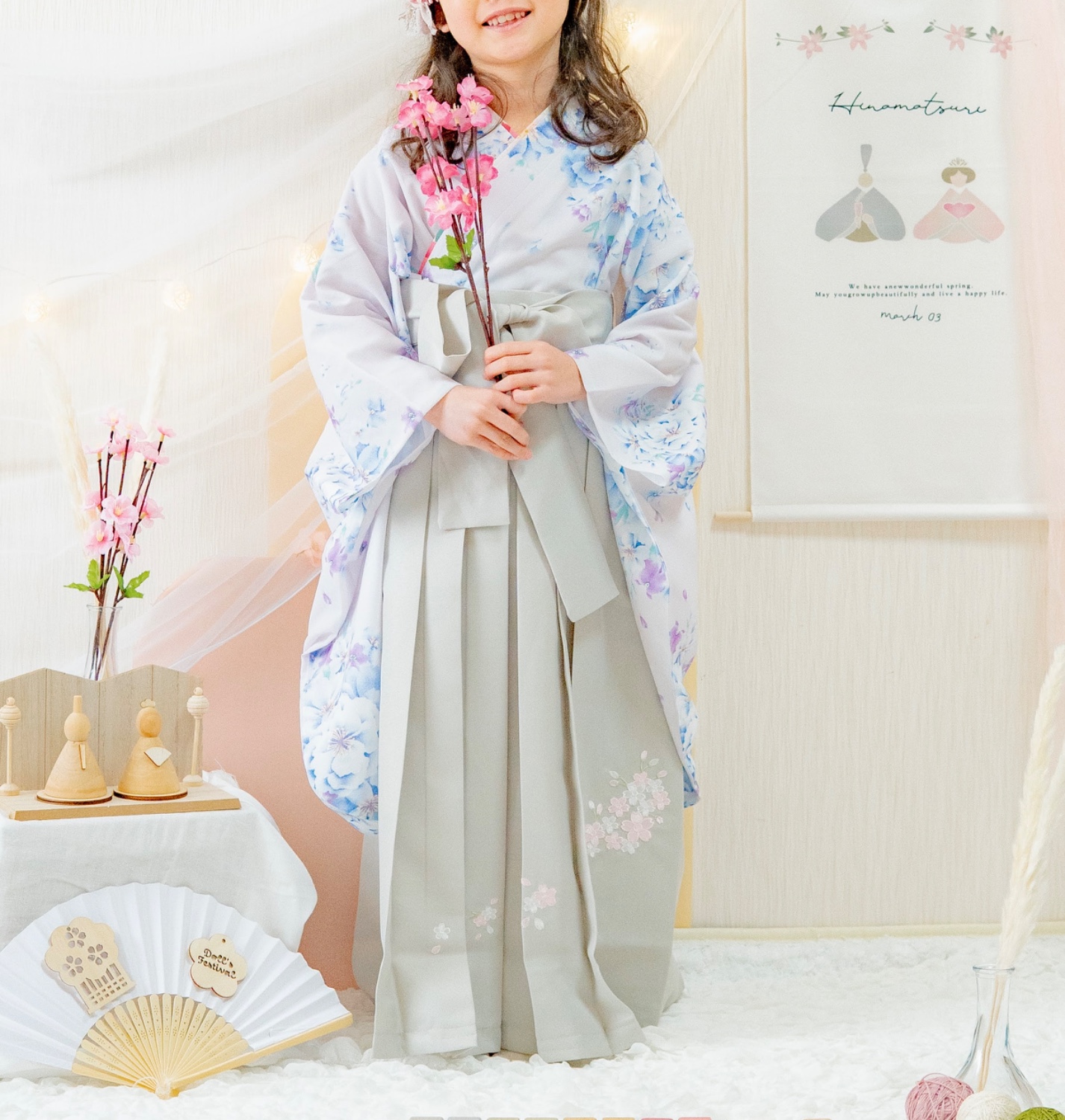 キャサリンコテージ 袴 和装 和服 卒園式 110センチ ピンク 花柄 