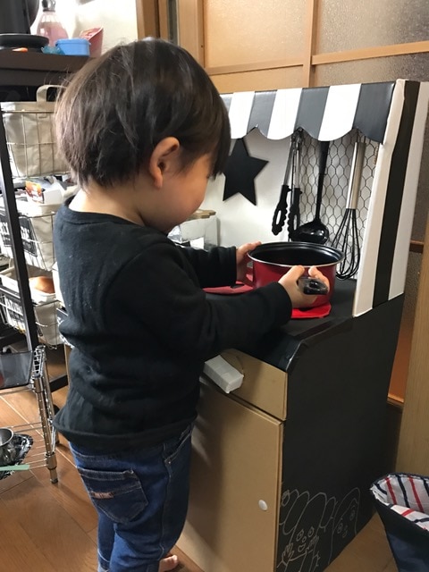 ダンボール ままごと キッチン 茶| おままごと クリスマス 2歳 3歳 誕生日 プレゼント キッチンセット セット 段 ダンボールキッチン ままごとキッチン おままごと レビュー画像12