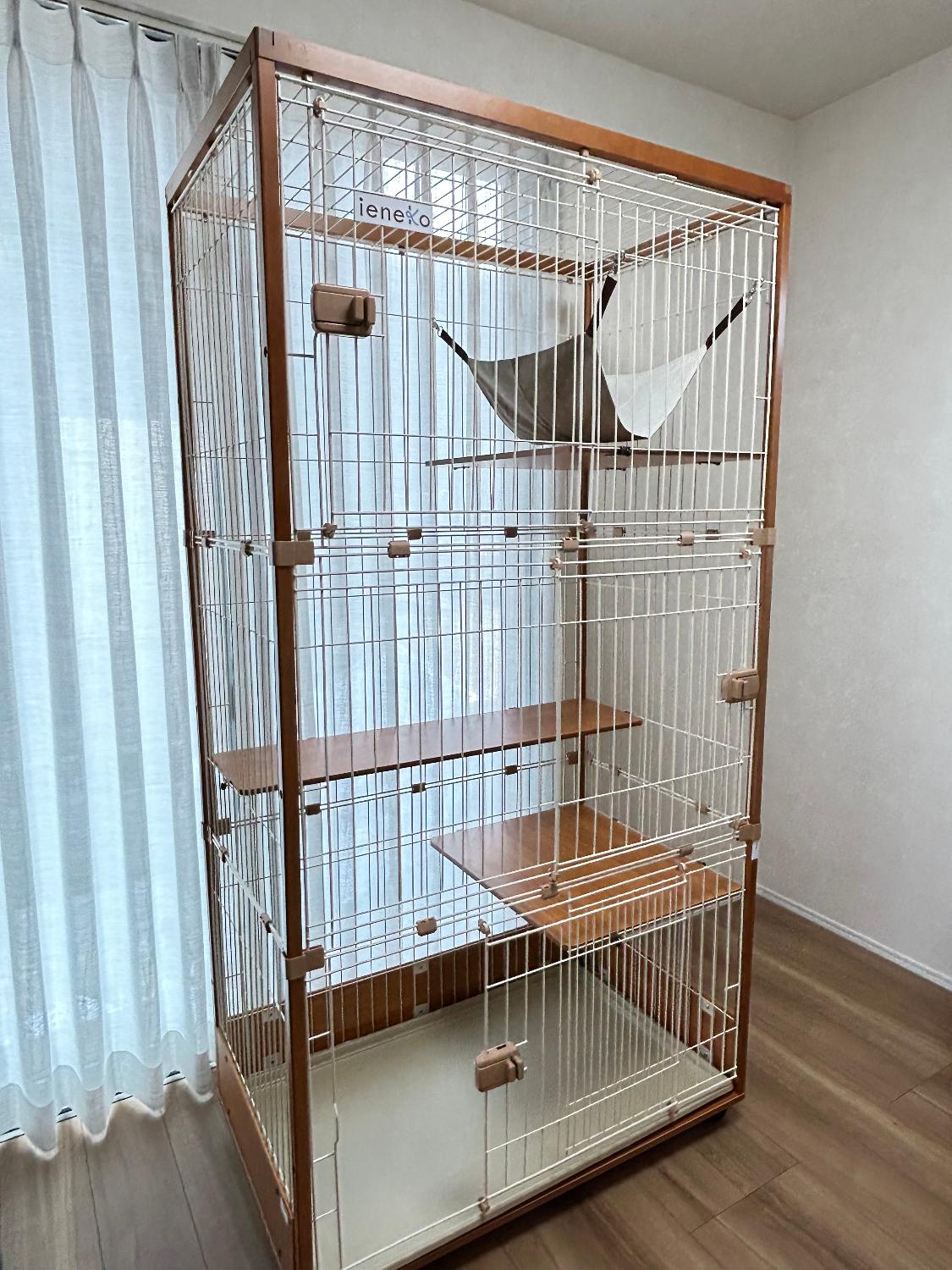 楽天市場】猫 ケージ 3段 2段 木製 キャスター スライドドア ワイド