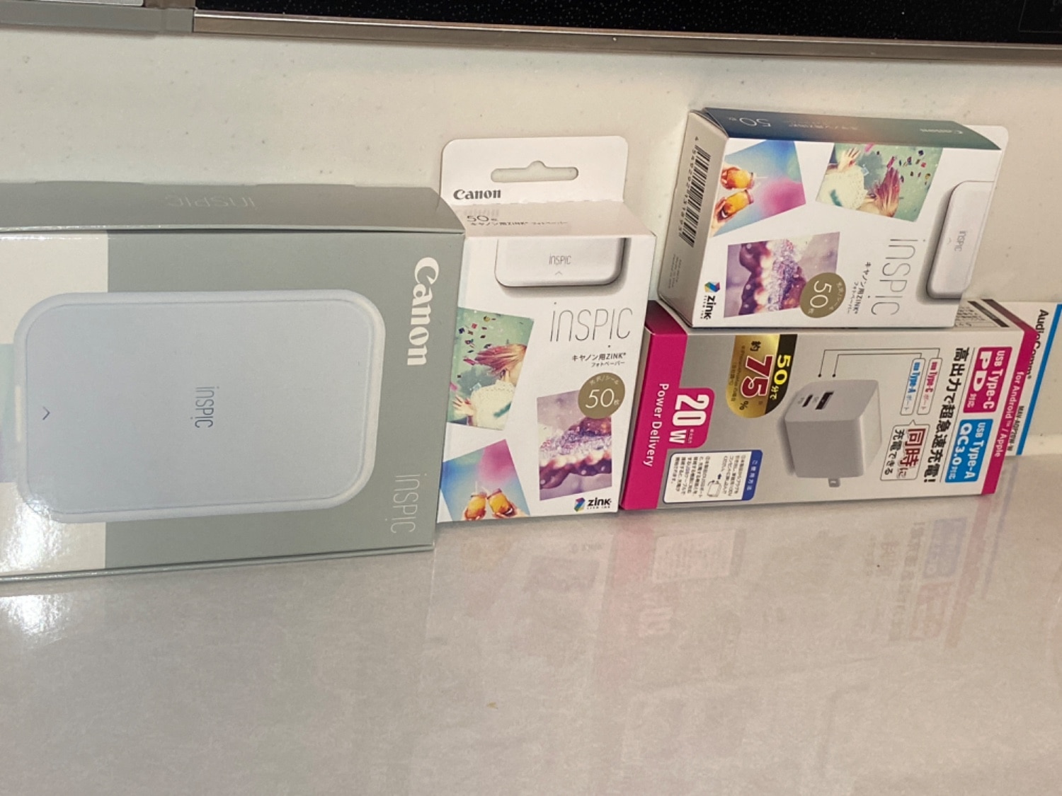 Canon ミニフォトプリンター iNSPiC ランキング1位獲得／(レビュー特典あり)(フォト用紙100枚\u0026アダプタ付