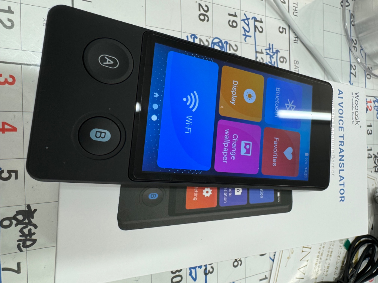 Wooask W12 翻訳機 音声翻訳機 ウーアスク 高性能AI翻訳機 Wooask W12 ウーアスク 画面付き 携帯翻訳機 144