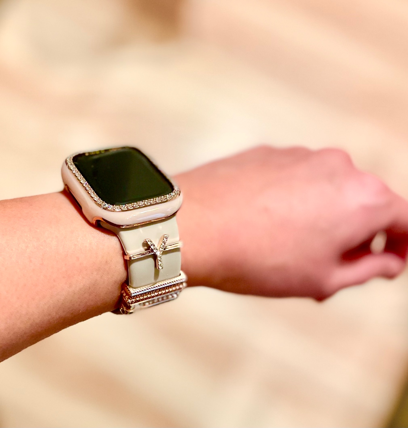 Apple Watch バンド用 アクセサリー イニシャル ローズゴールド - 時計