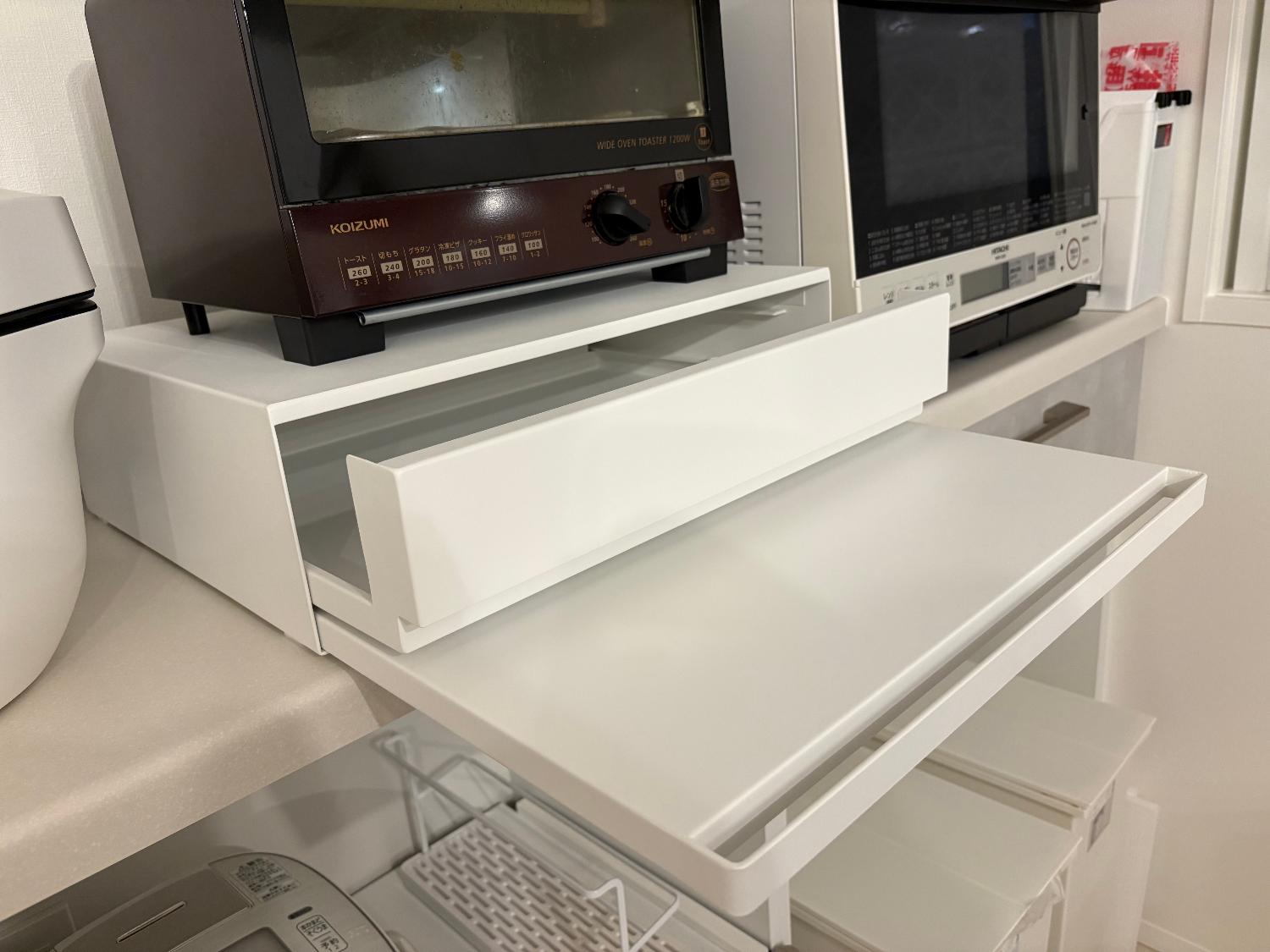 楽天1位［ ツーウェイ キッチン家電下引き出し＆スライドテーブル タワー W80／W45 ］山崎実業 tower レンジ #山崎実業 #tower #タワー レビュー画像3