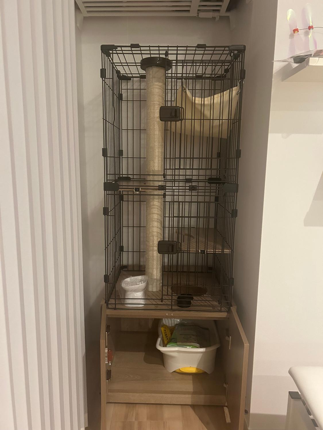 アイリスオーヤマ 猫 ケージ 2段 3段 ハンモック トイレ収納 コンパクト ワイド ゲージ スリム キャットケージ 隠 キャットケージ アイリスオーヤマ 猫ケージ口コミ レビュー画像1