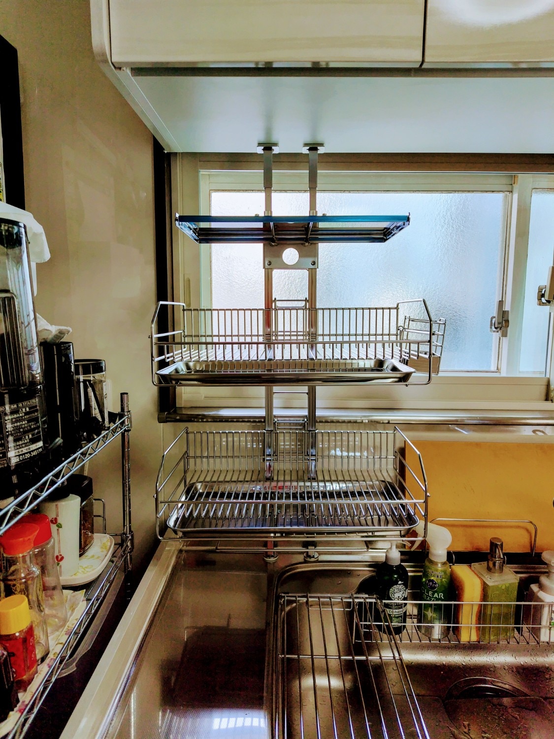 楽天市場】突っ張りキッチンラック 水切りカゴ 2段 棚1段 燕三条製