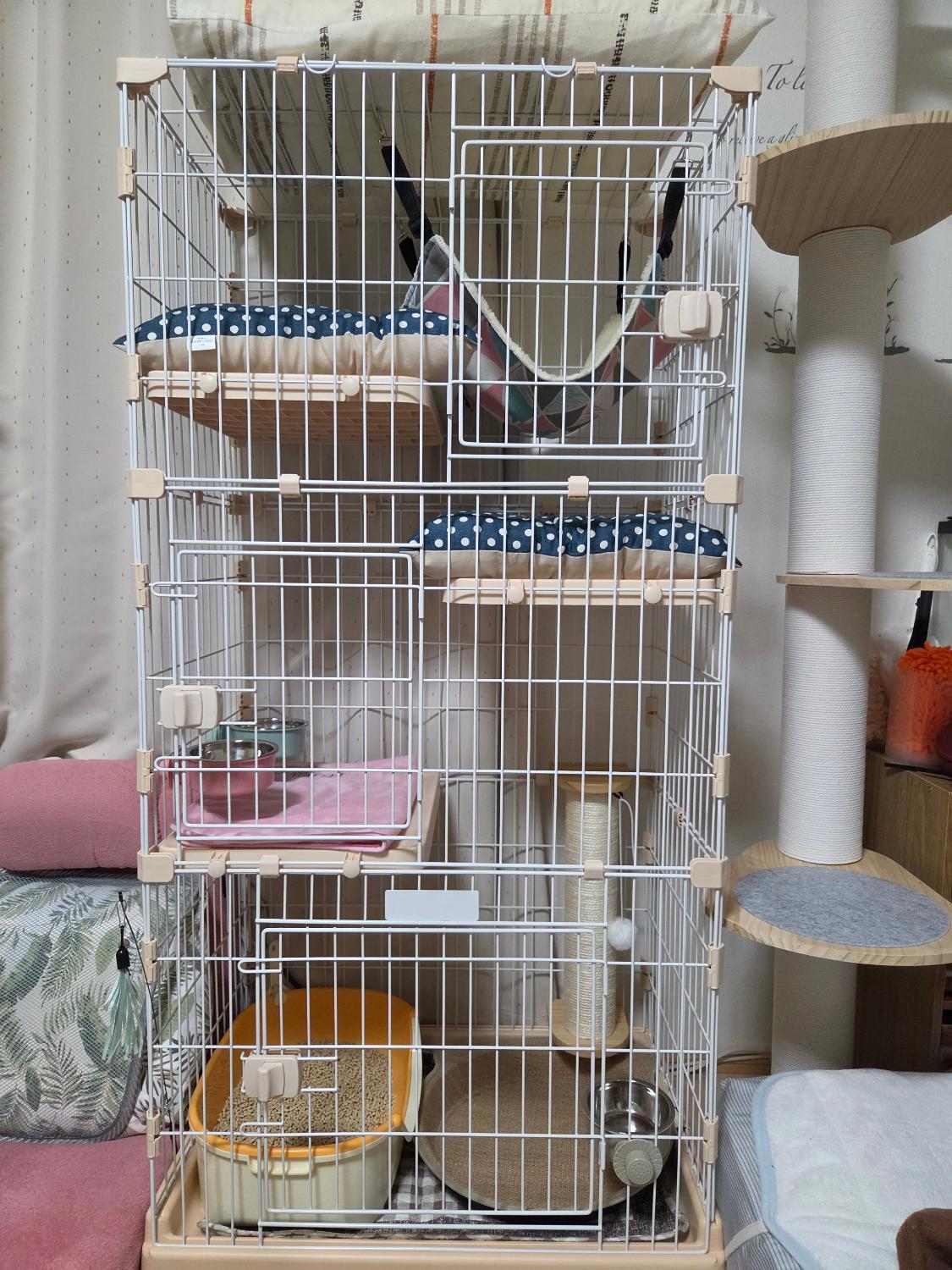 【千葉まで引取可能な方】猫用ゲージ　タワータイプ　使用期間1か月程度の美品です 猫壱 ポータブルケージ 黒 折りたたみ可能 防災に