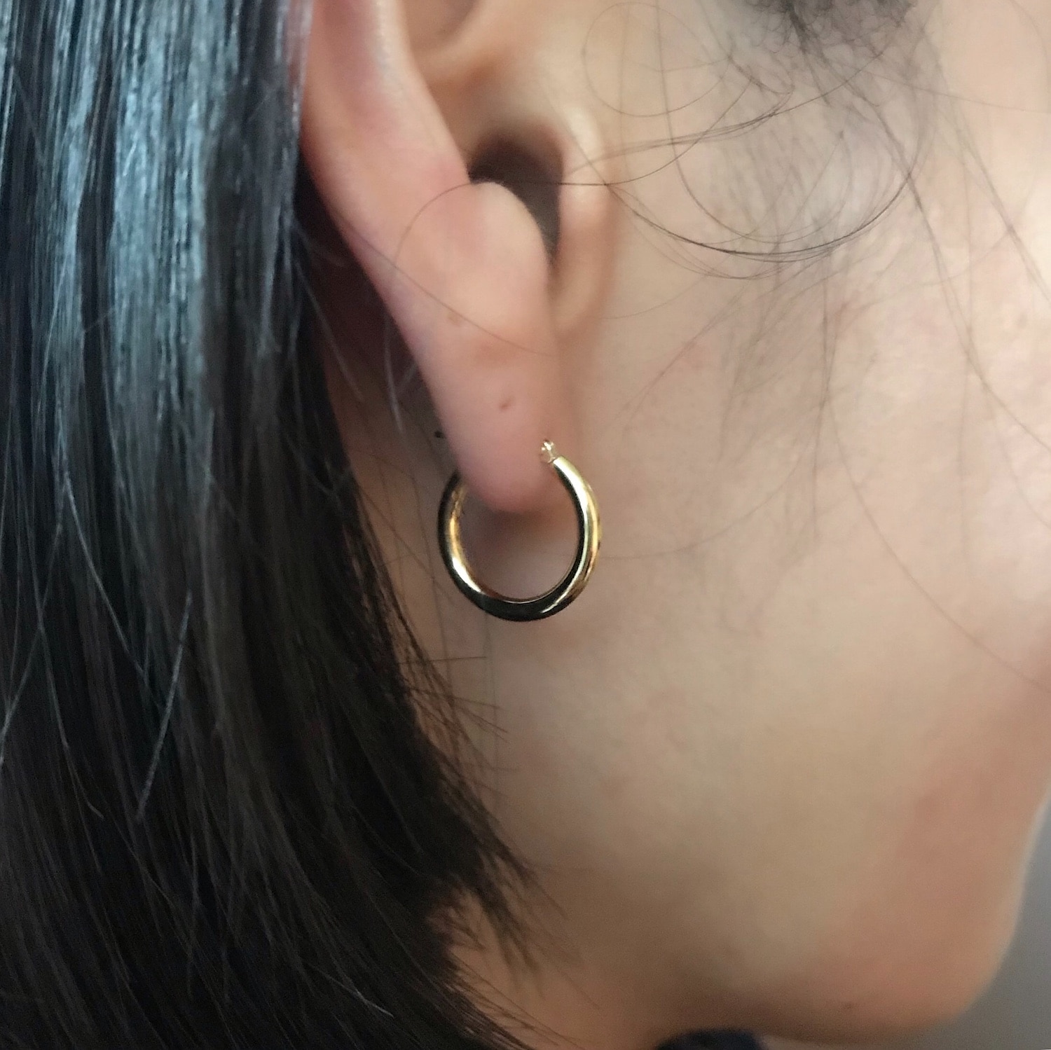 楽天市場】K18 イエローゴールド パイプ フープピアス 2mm×15mm メンズ