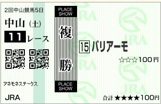 バリアーモ(150314)複勝