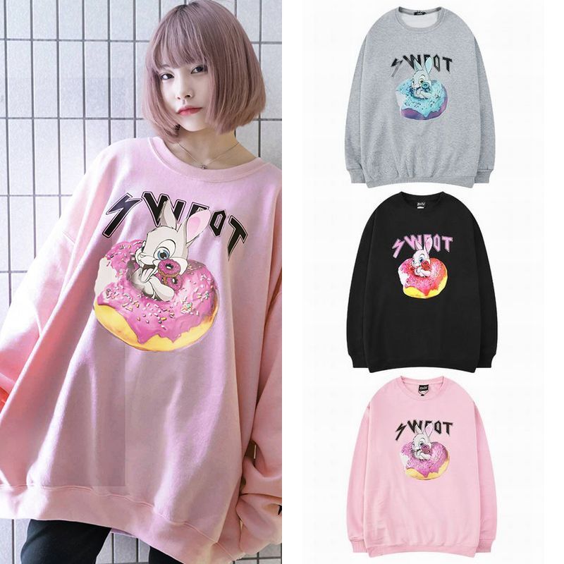 韓国ファッション トレーナー スウェット 裏起毛 メンズ レディース うさぎプリント ストリート おすすめのショッピング 楽天ブログ