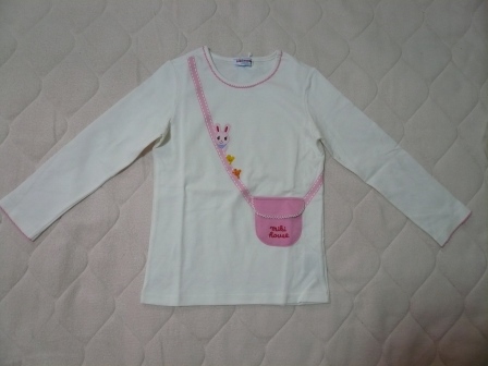 2015ミキハウス新春福袋１万円110ｃｍ女の子ネタバレ中身うさこポシェット付ロンＴシャツ白.JPG