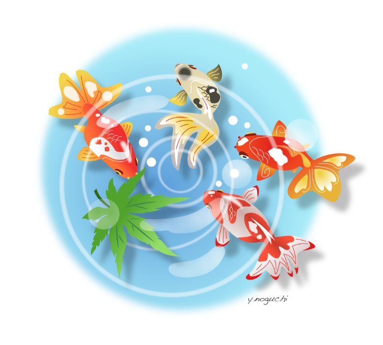 暑のhp素材 涼しけな夏向けイラスト 金魚イラスト Noguchi S Worldへようこそ 楽天ブログ