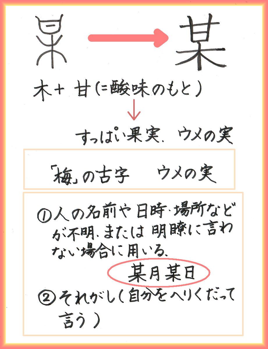 某 の意味は梅だった 60ばーばの手習い帳 楽天ブログ