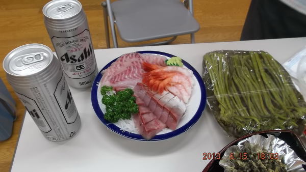 刺身　と　ワラビの昆布〆