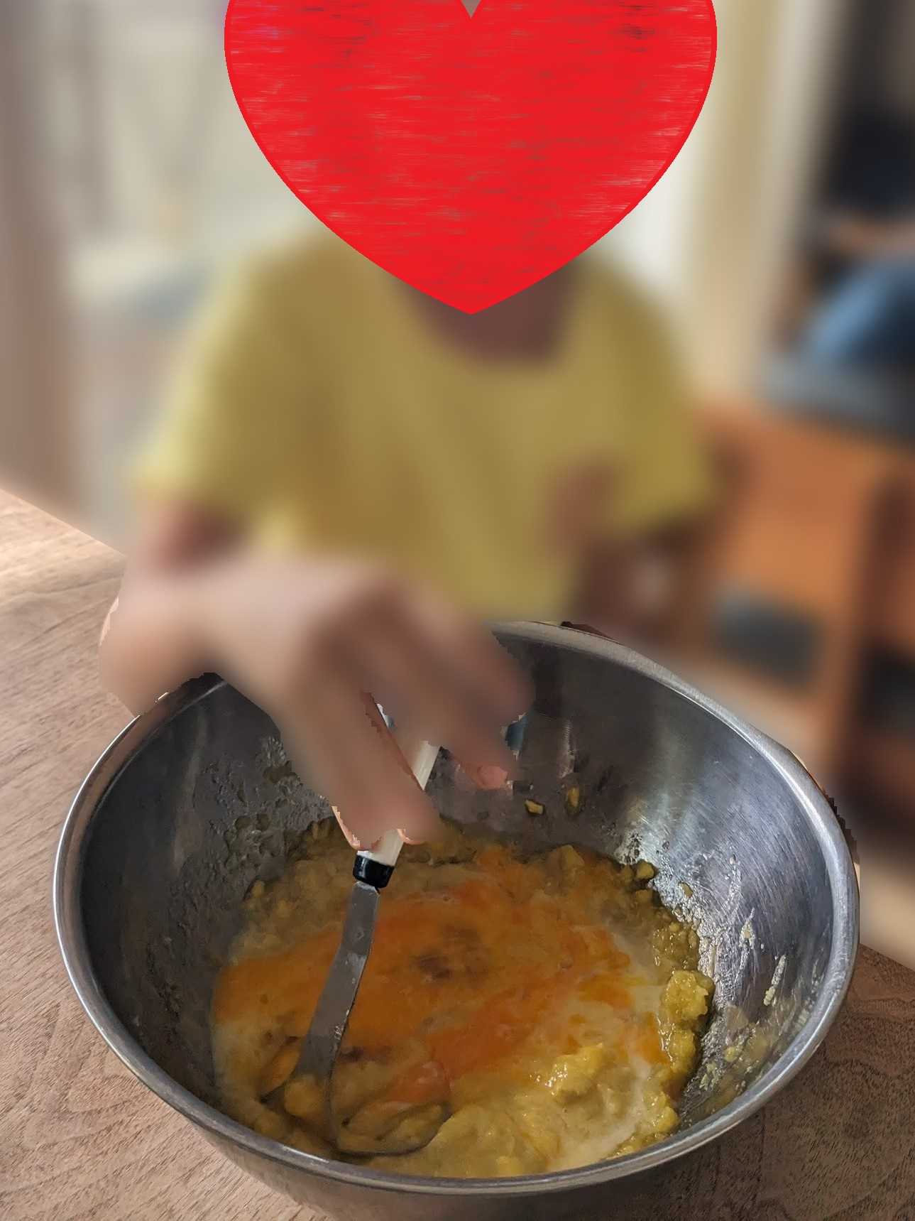 幼児と一緒に料理　さつまいもパウンドケーキ作り