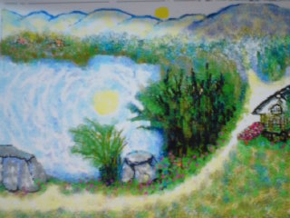 パソコン画・夕暮れの里山・2012.7.21..JPG
