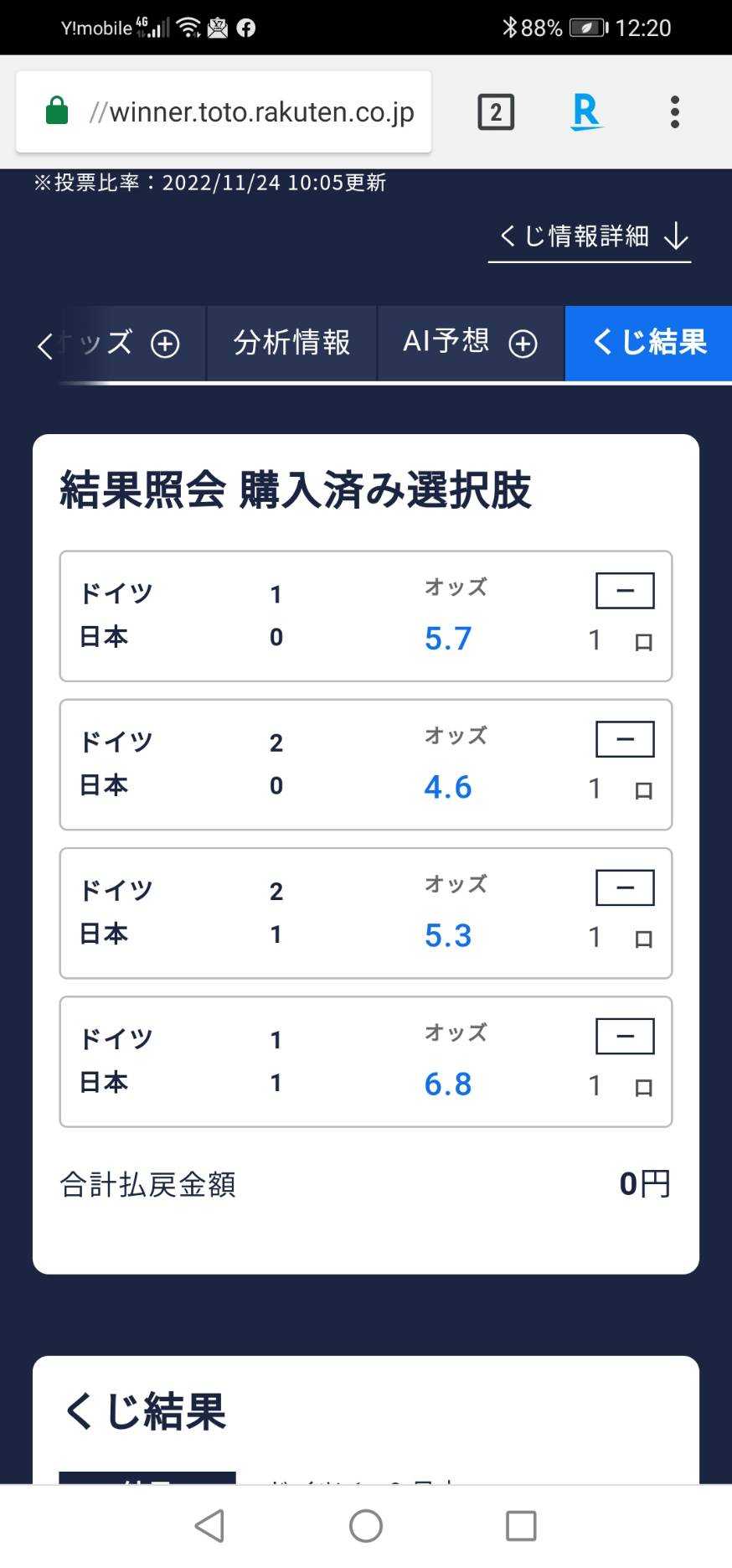 ワールドカップ カタール大会 楽天toto Winnerってやってみたのさー 沖縄 ナオ あちらこちらで 食べて 呑んで うろうろ散歩 楽天ブログ