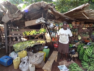 ウガンダ　バナナの露店