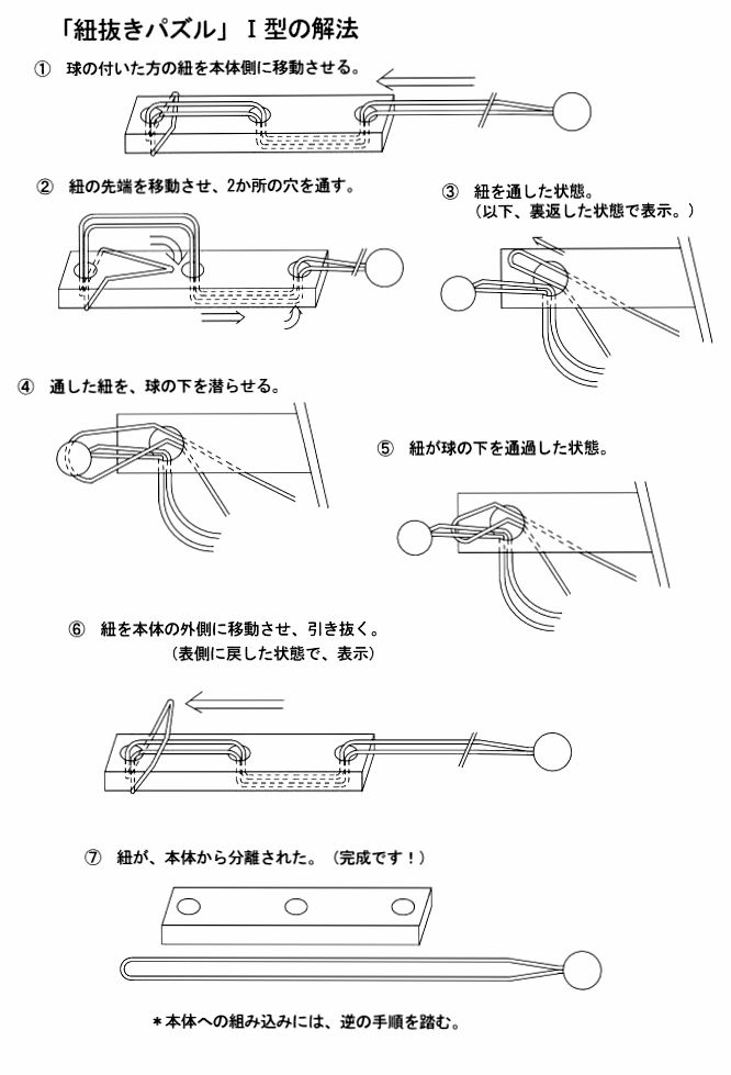 紐抜きパズル」Ⅰ型の解法です。 | 竹人形の製作＆日々の出来事 - 楽天 