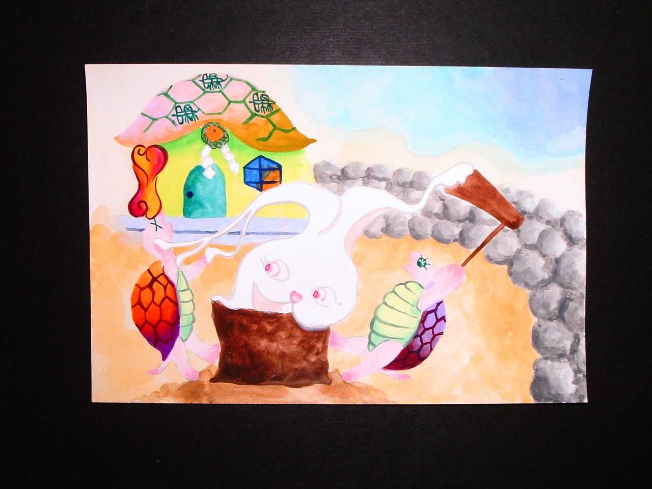 イラスト作品 うさぎとカメの餅つき ミニチュアとイラストと手帳ノート 楽天ブログ