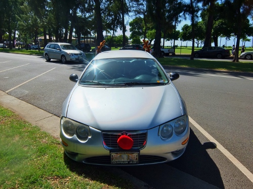 ハワイ　車　クリスマス　トナカイ