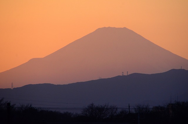 夕映えの富士