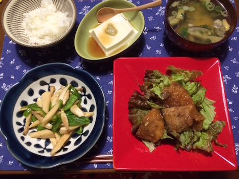 2015.09.18鯖の甘酢＆きのことヒ?ーマンのきんひ?ら＆こ?ま豆腐3.jpg