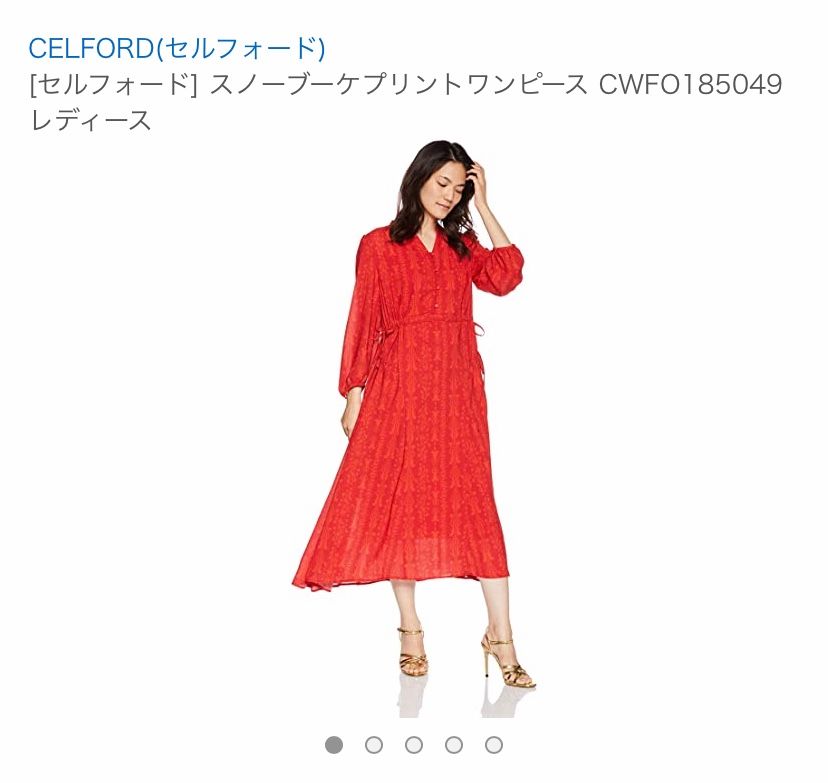 完成品 セルフォード CELFORD スノーブーケプリントワンピース - 通販