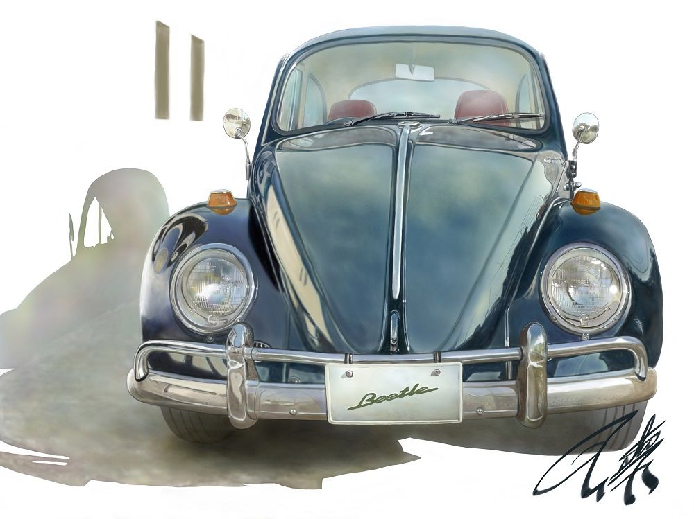 ２０１９年のカーイラスト1月分 Volkswagen Beetle カーイラスト Car Illustration クルマの絵 楽天ブログ