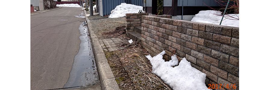 ４／６玄関前の雪が溶けた.jpg