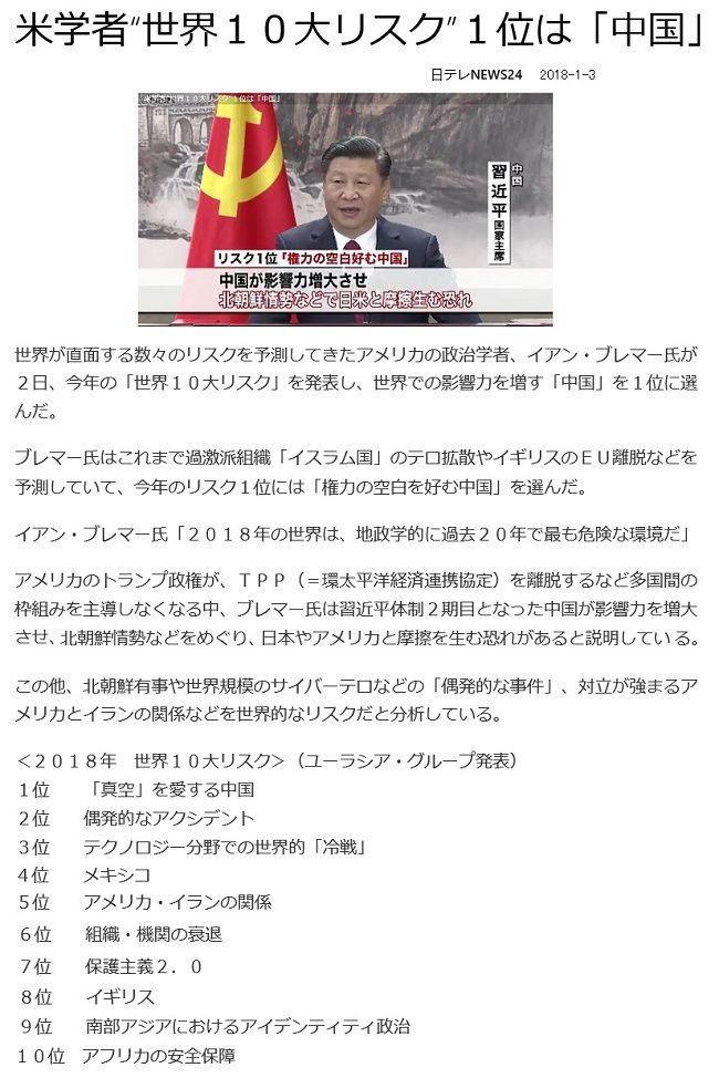 世界10大リスク1・22 Shimojimのブログ 楽天ブログ