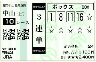 16.有馬記念（三連単BOX）