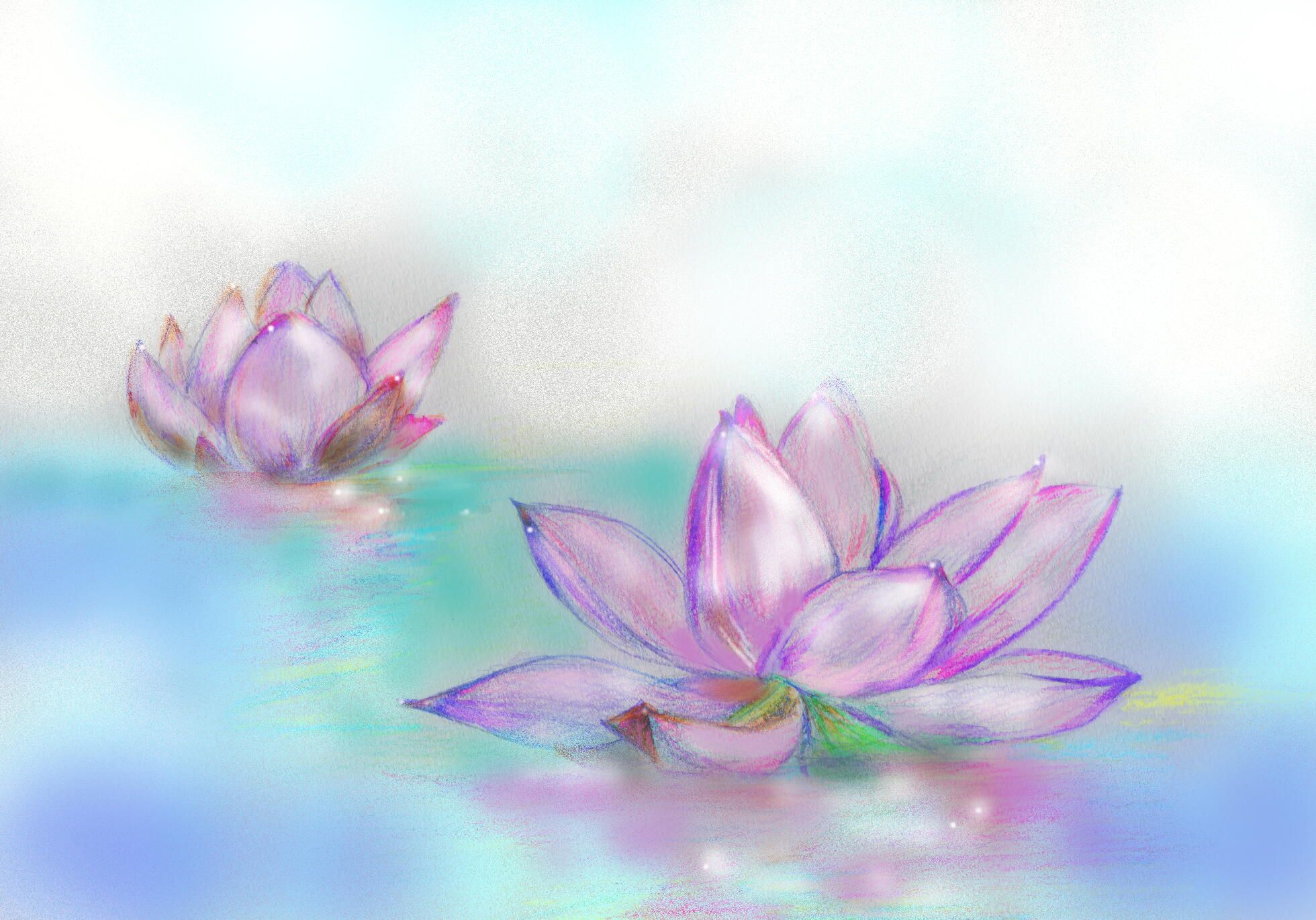 せっかくなので 蓮の花も描いてみる 青いww 趣味の部屋 イラストいろいろ 楽天ブログ