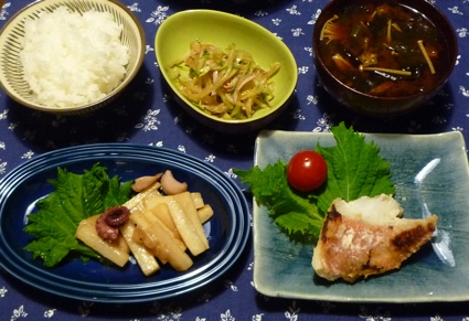 2012.08.01たこと長芋のカ?ーリックソテー＆赤魚の西京焼＆もやしサラタ?5.jpg