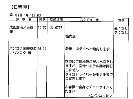 １／１　日程表
