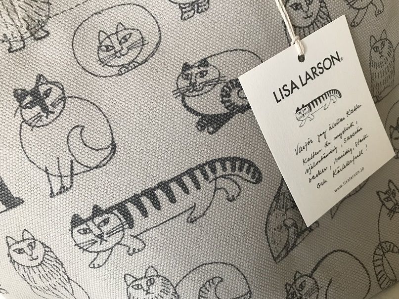 リサ・ラーソン 軽量・はっ水 スケッチねこたち ２ウェイボストンバッグ　グレー スケッチねこたち2wayボストンバッグ
