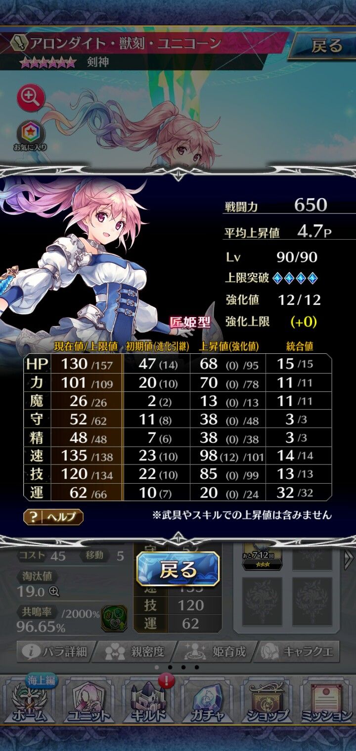 アロンダイト 獣刻 ユニコーン 匠型 育成結果 フュトのファンキル日記season2 楽天ブログ アロンダイト 獣刻 ユニコーン 匠型 育成結果 フュトのファンキル日記season2 楽天ブログ