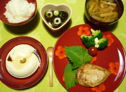 2012.06.07カシ?キハ?ター焼き＆寄せ豆腐＆もす?く酢4.jpg