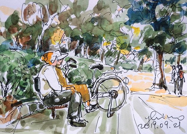 公園の人たち 水彩楽描きノート 楽天ブログ