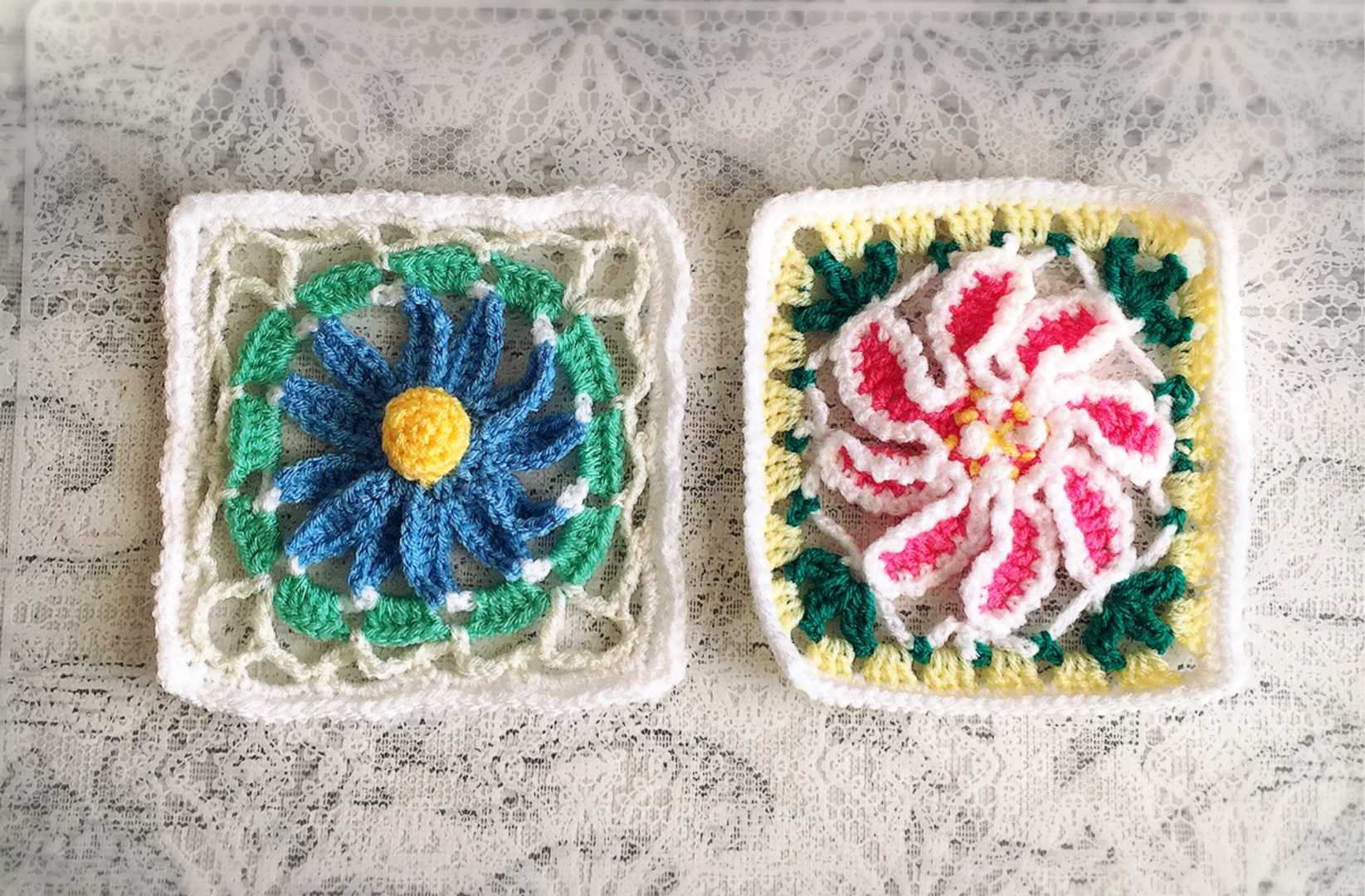 引出物 鍵編みで編む花モチーフ