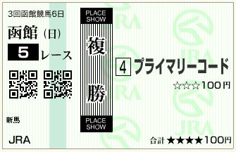 プライマリーコード(130811)複勝