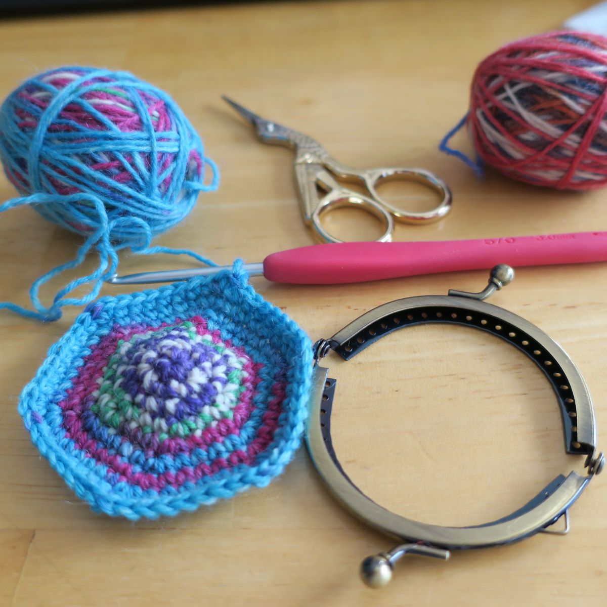 Opal毛糸10gで編むがま口 ニコ編みさんの動画より そら豆プリント倶楽部 楽天ブログ