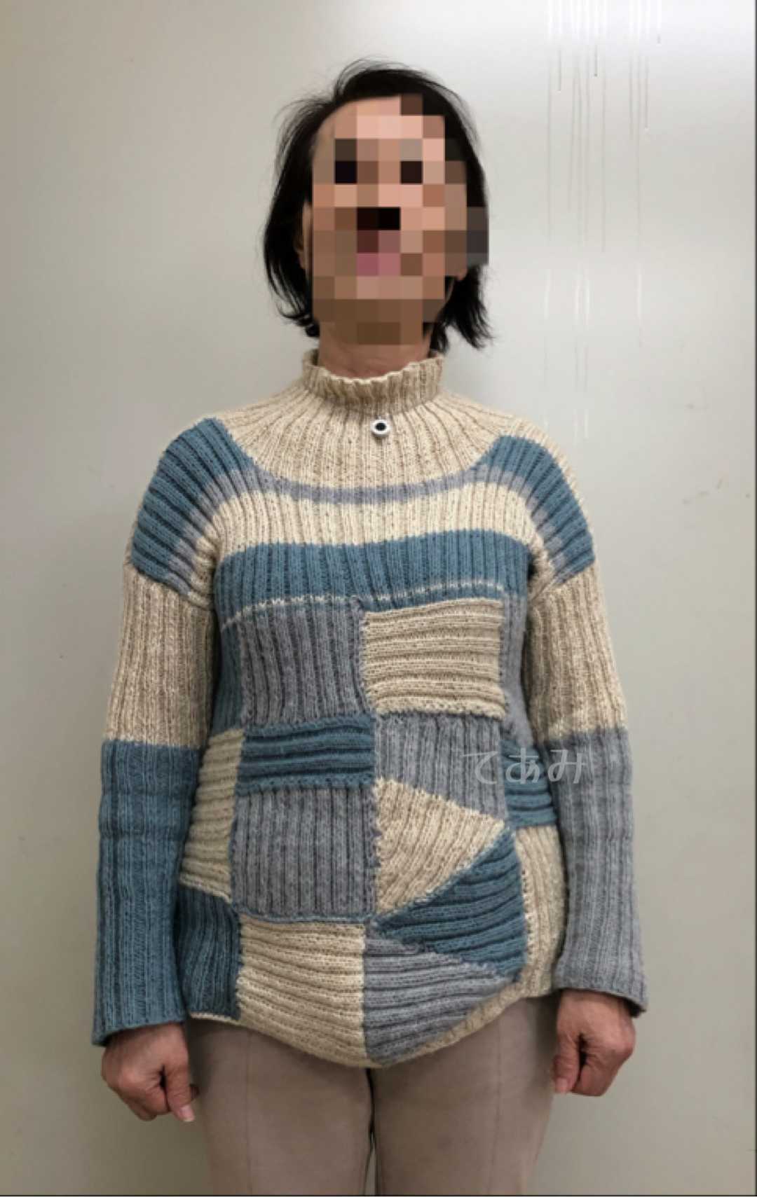 パッチワーク風セーター | 手編みamiamour - 楽天ブログ