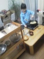 やきそばづくり　炒め中