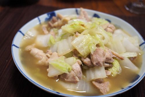 白菜と鶏肉の炒め物