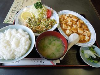 吉川　錦水　鶏の甘酢あんかけ＆麻婆豆腐ランチセット.JPG