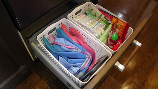 食洗機下にある引き出しの整理