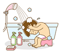 髪を洗う女の子