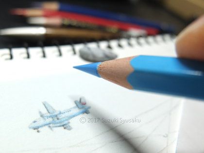 宮の森日記 飛行機の絵 札幌の水彩色鉛筆画家 イラストレーター鈴木周作 楽天ブログ