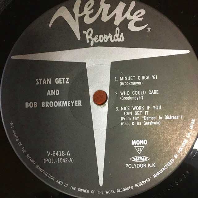 ★中古LP Stan Getz Bob Brookmeyer / Recorded Fall 1961 - VENTO AZUL RECORDS