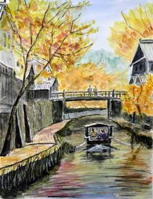 【真作】絵画　堀研一　水彩（色紙）　弥彦初冬　柔らかな色彩の風景画　X114 2da1683ef24f1004849ebc375ac73e